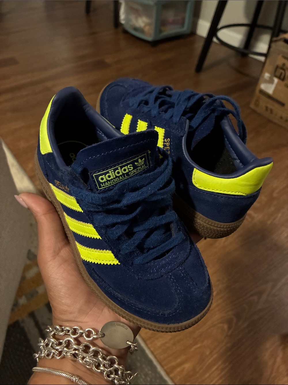 adidas Kids Navy & Neon Yellow Handball Spezial Sneakers